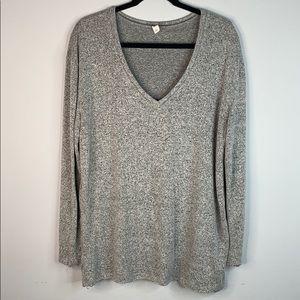 BP gray lightweight vneck sweater raw hem M